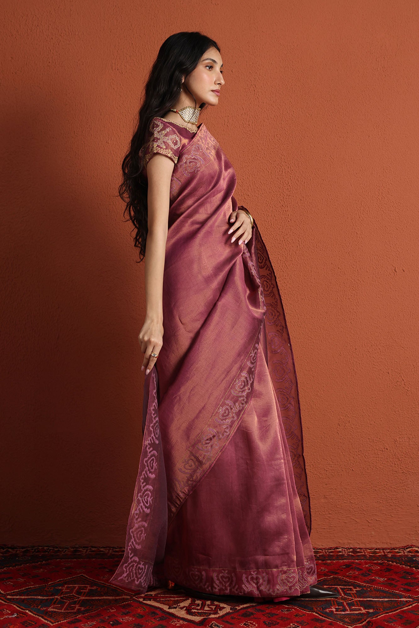 Rose Gold Zaari Saree