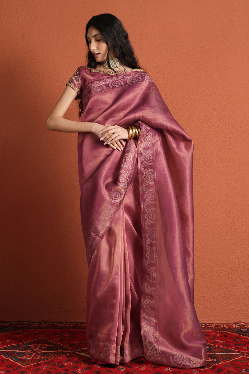 Rose Gold Zaari Saree