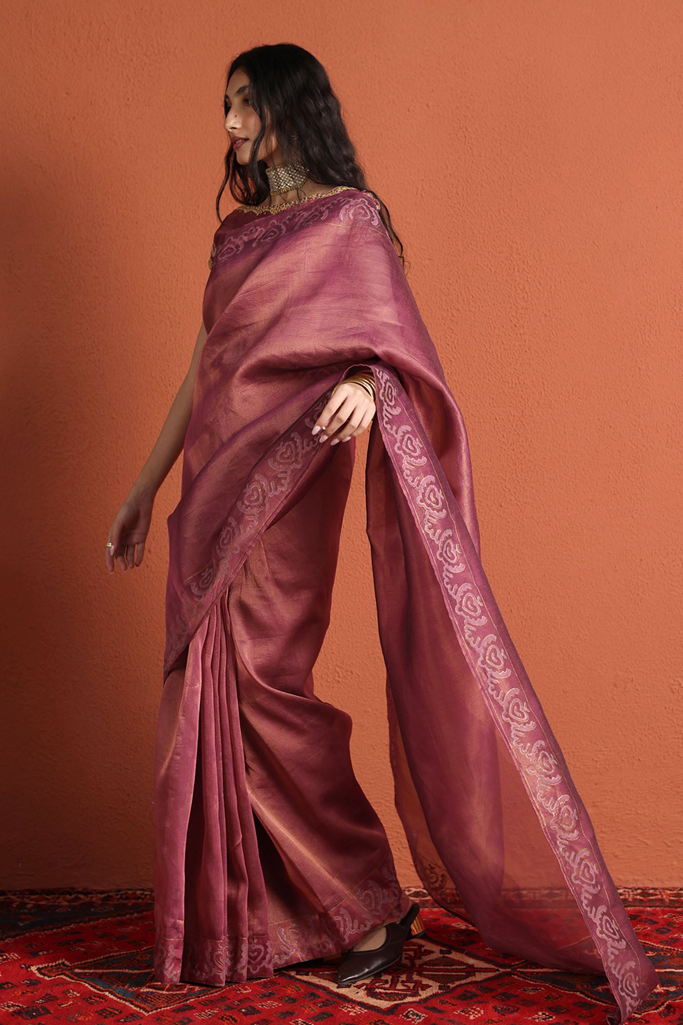 Rose Gold Zaari Saree