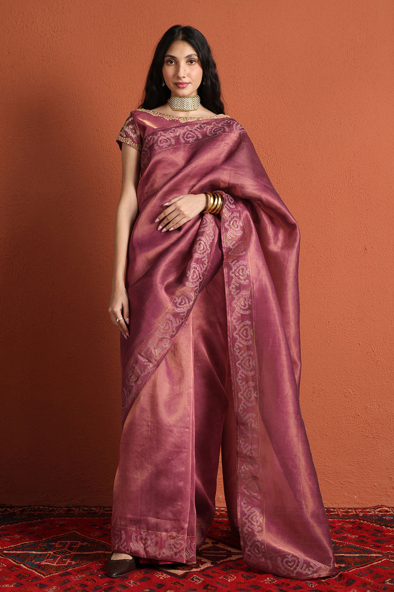 Rose Gold Zaari Saree