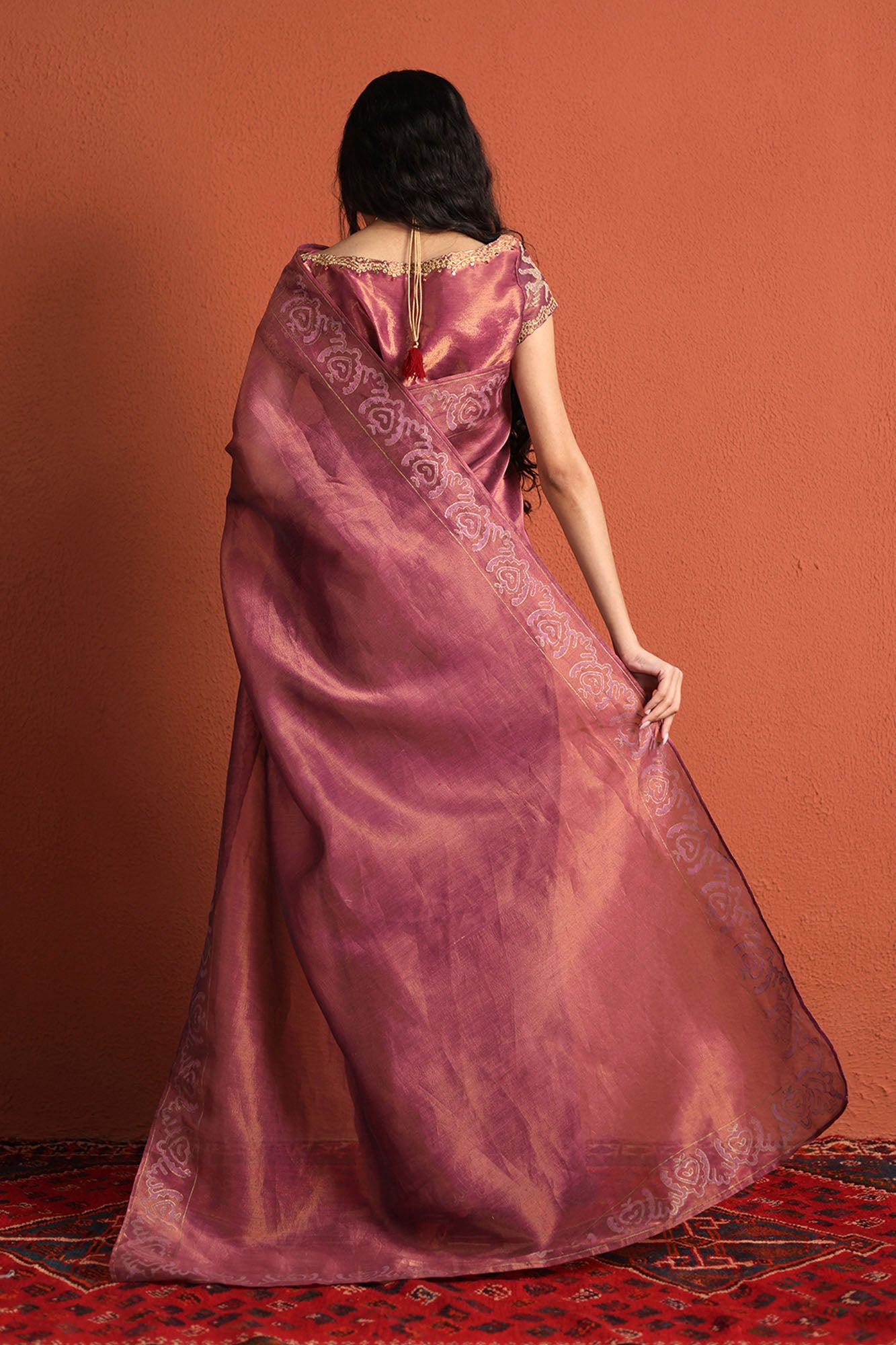 Rose Gold Zaari Saree