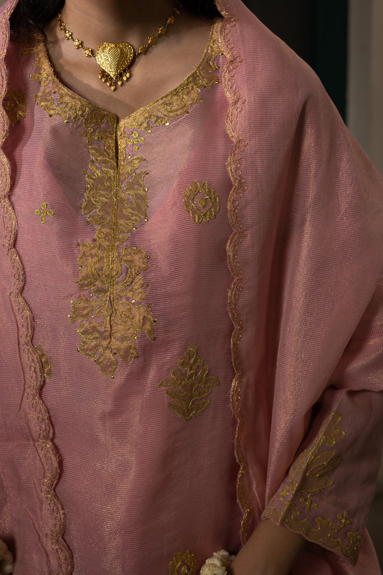 Rose Mist Embroidered Ensemble