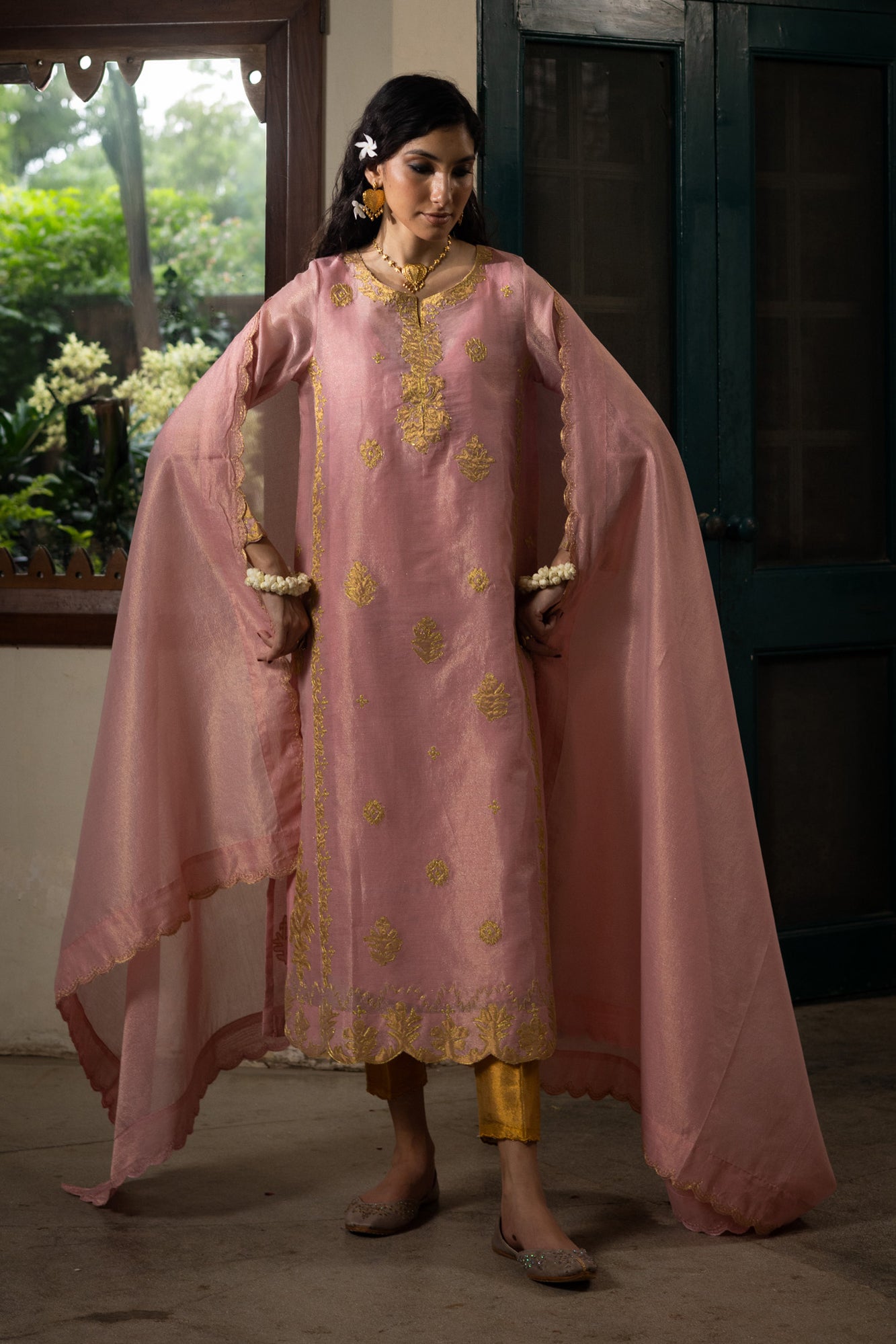 Rose Mist Embroidered Ensemble