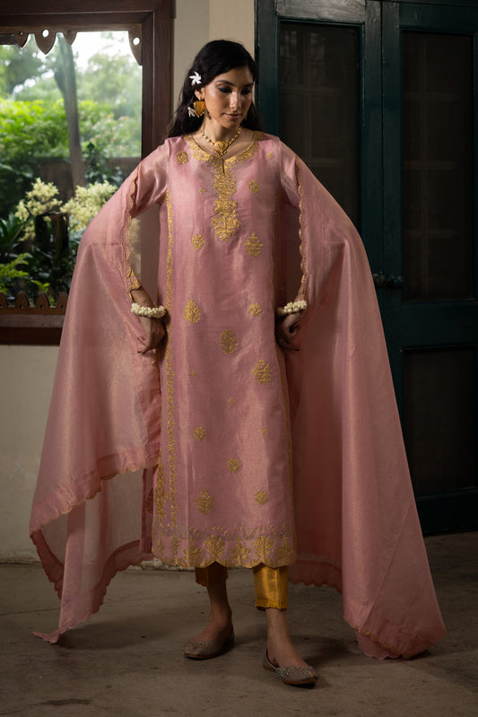 Rose Mist Embroidered Ensemble