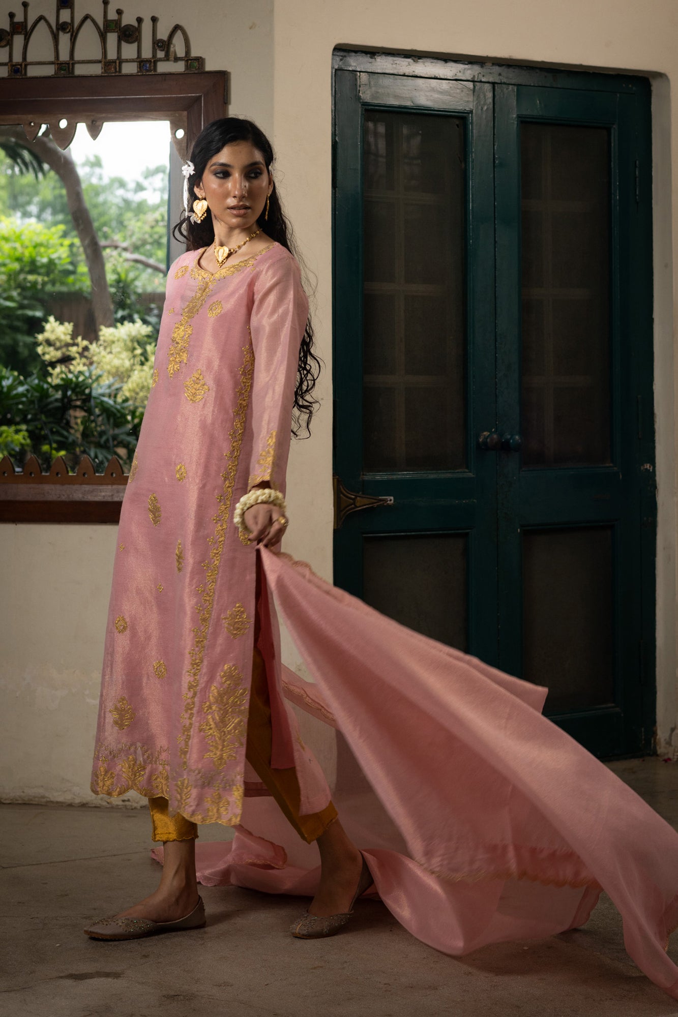 Rose Mist Embroidered Ensemble