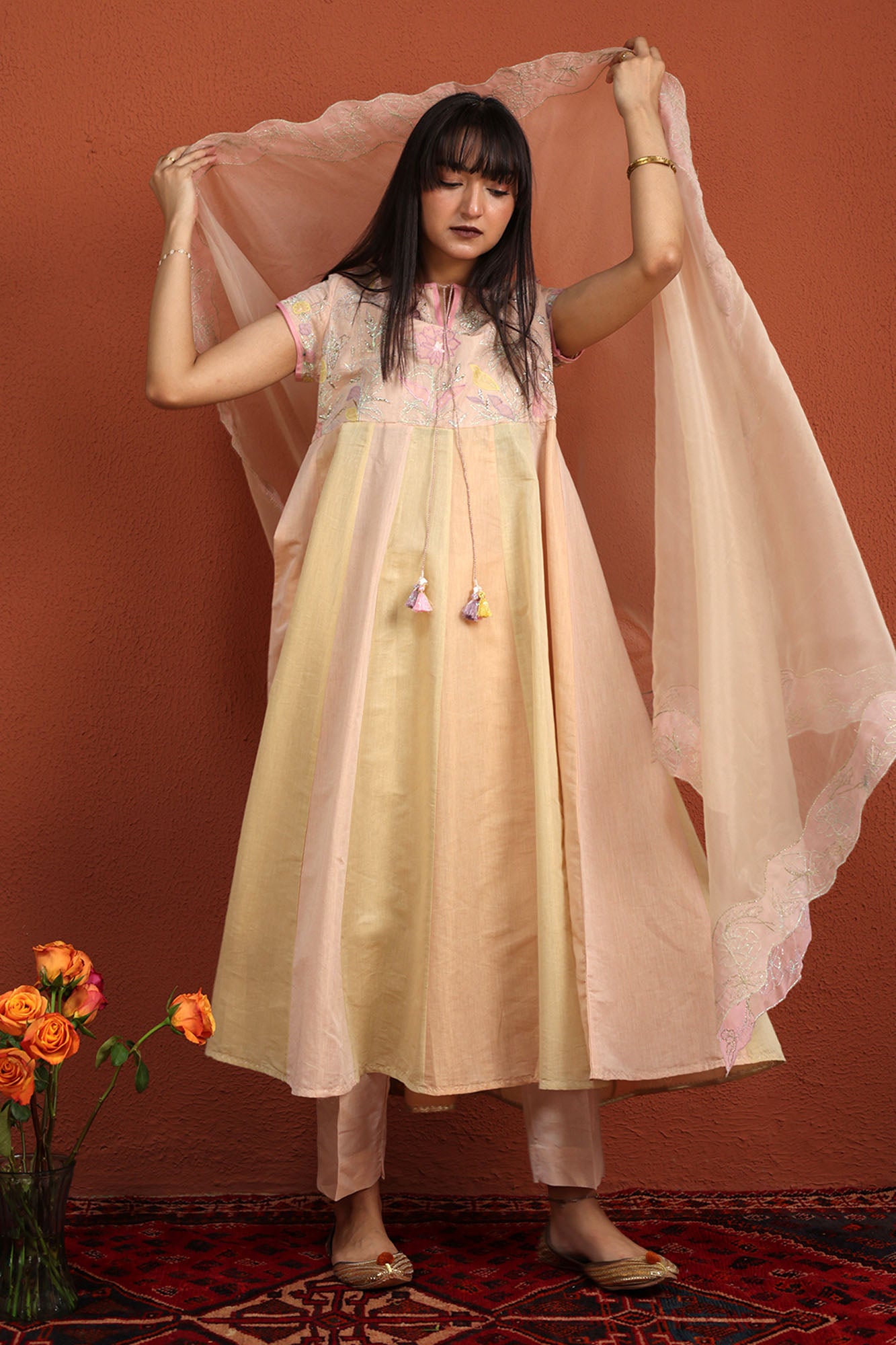 Floral Embroidered Kalidaar Ensemble