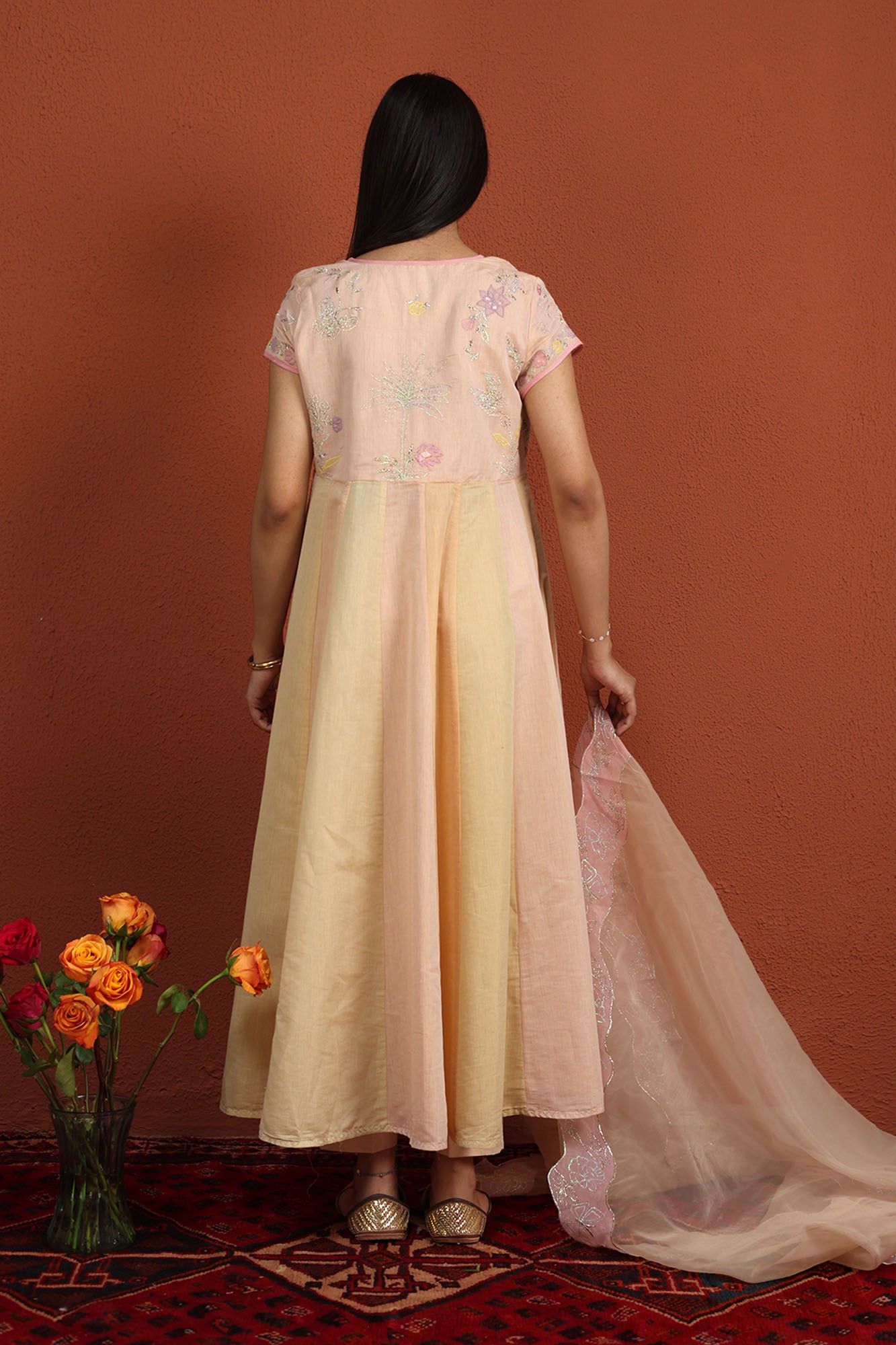 Floral Embroidered Kalidaar Ensemble