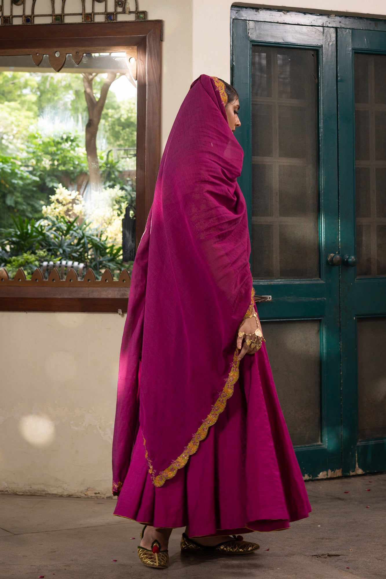 Embroidered Rosette Kalidaar Ensemble