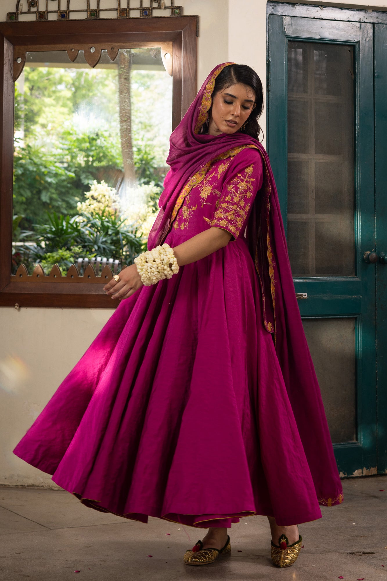 Embroidered Rosette Kalidaar Ensemble