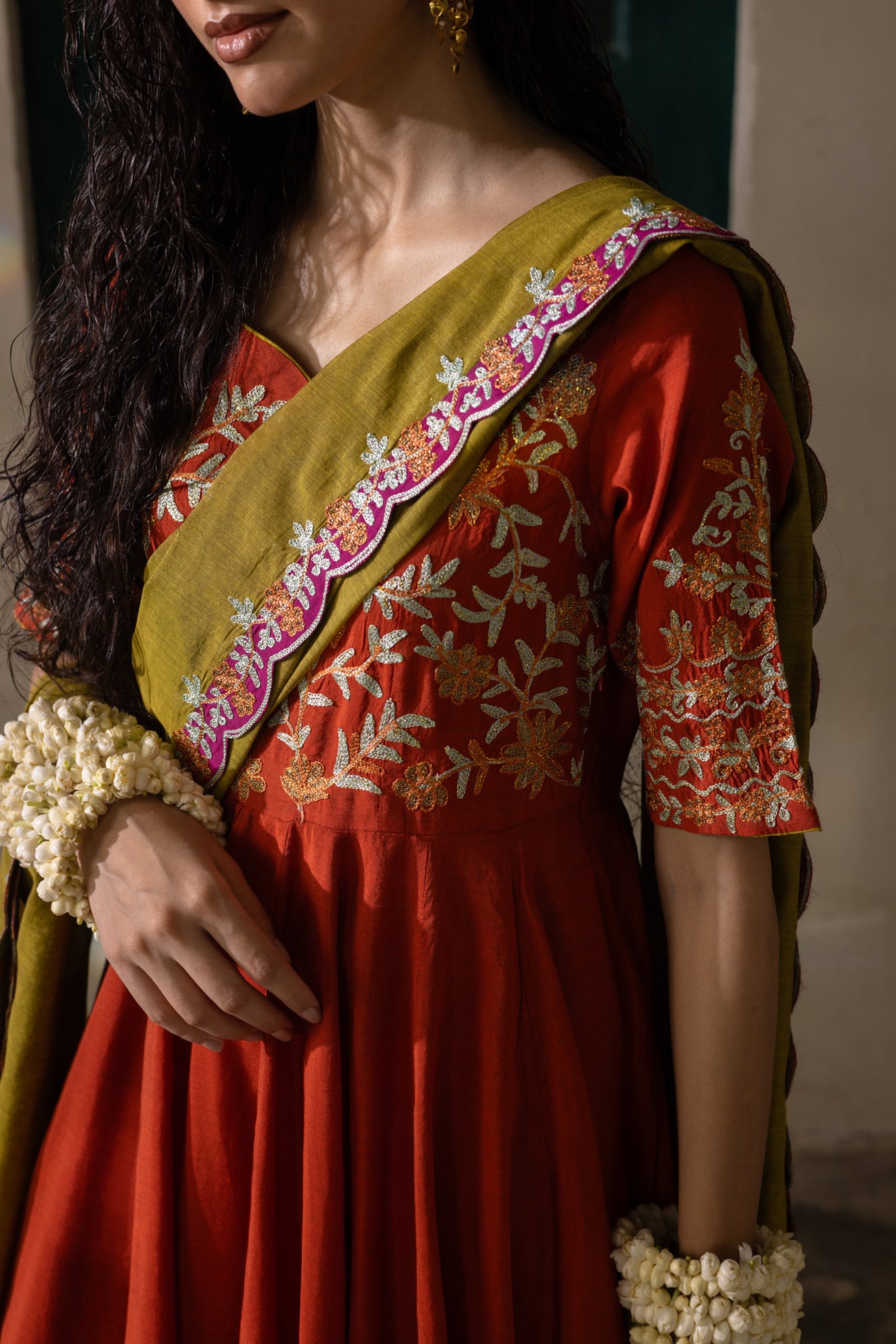 Embroidered Rosette Kalidaar Ensemble