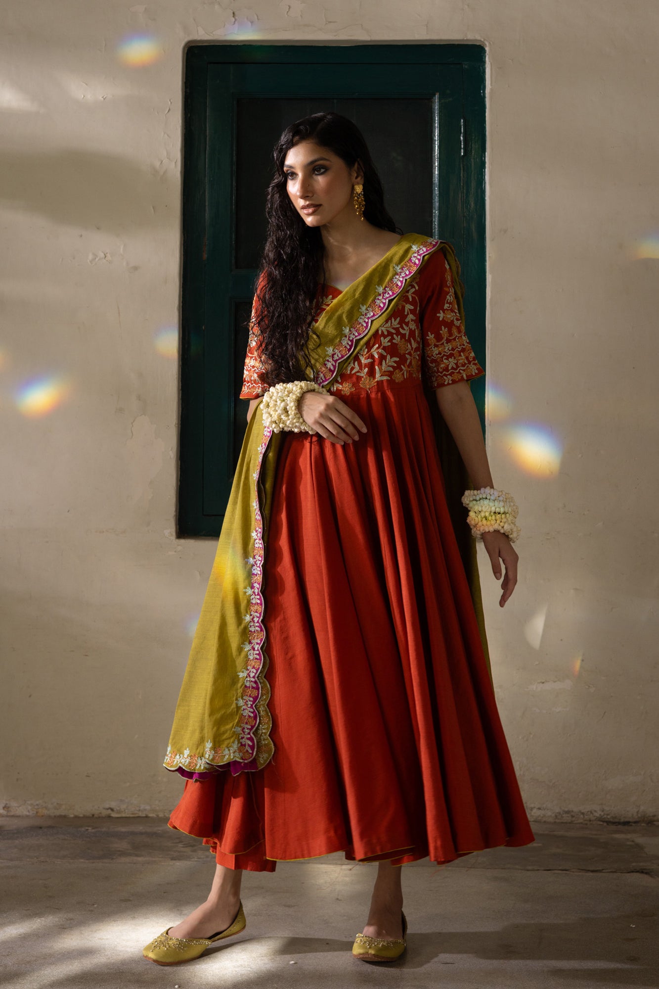 Embroidered Rosette Kalidaar Ensemble