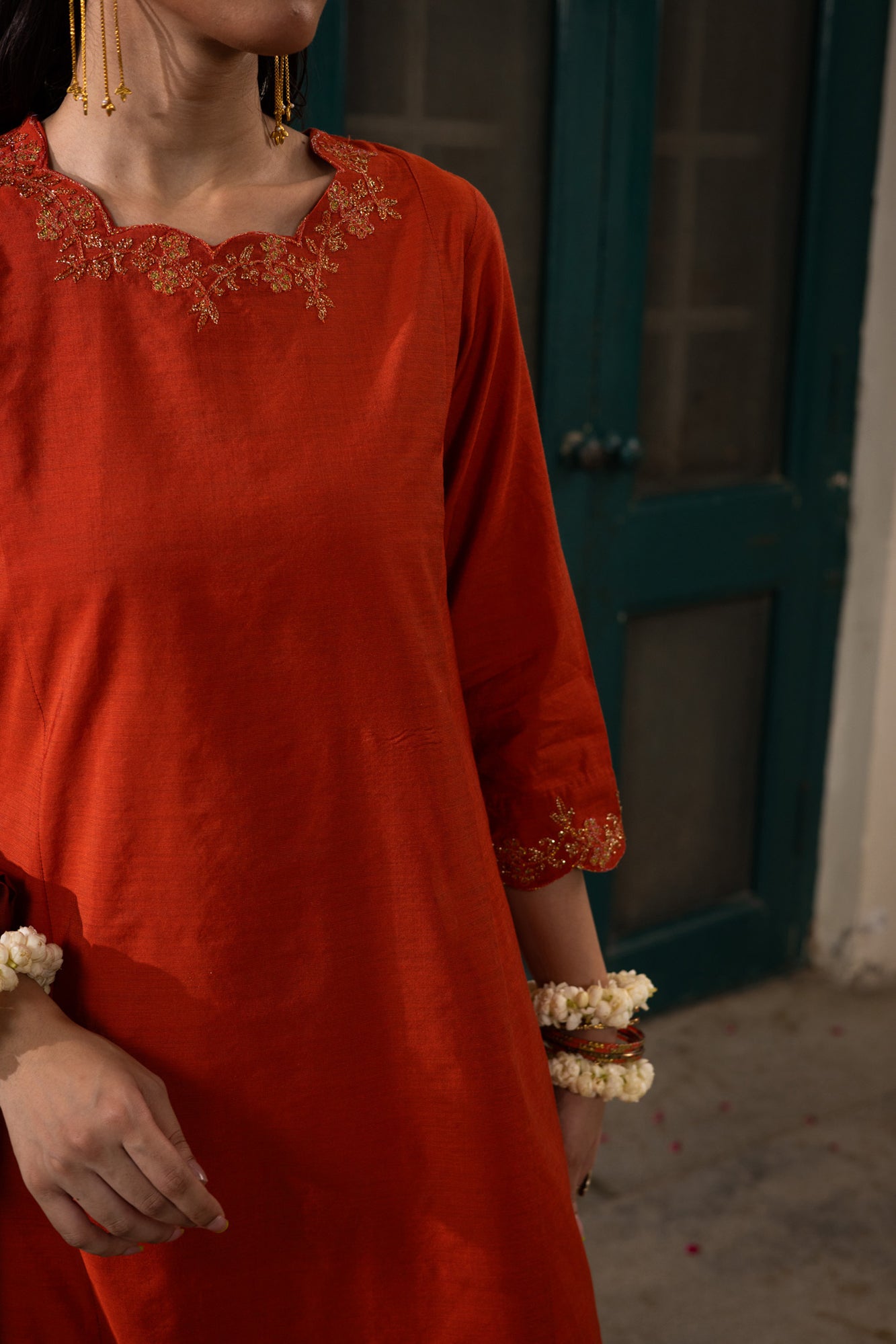 Golden Veil Embroidered Ensemble