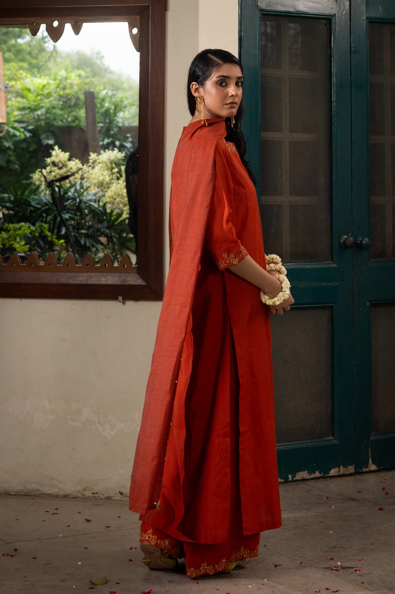 Golden Veil Embroidered Ensemble