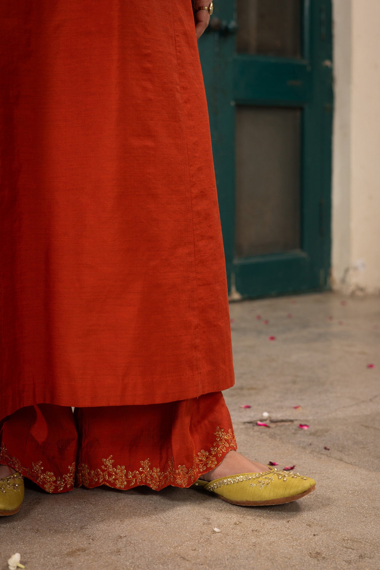 Golden Veil Embroidered Ensemble