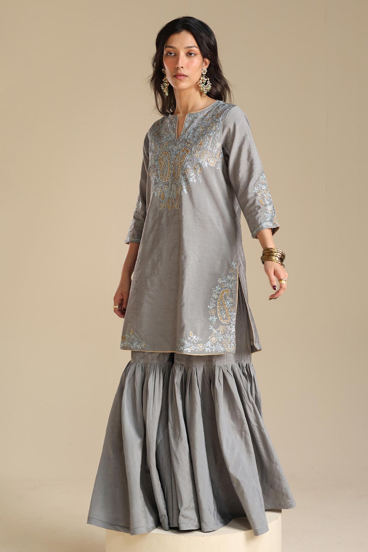Gilded Embroidered Gharara Set