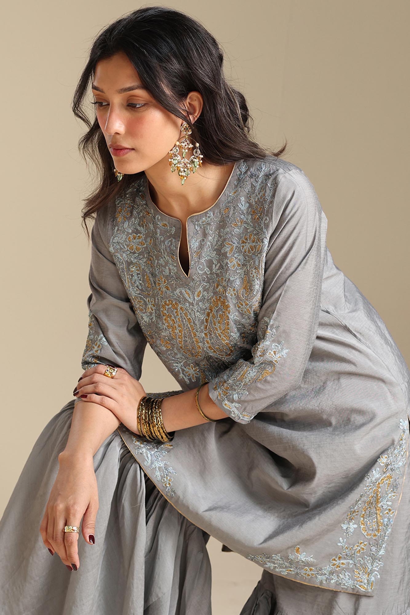Gilded Embroidered Gharara Set