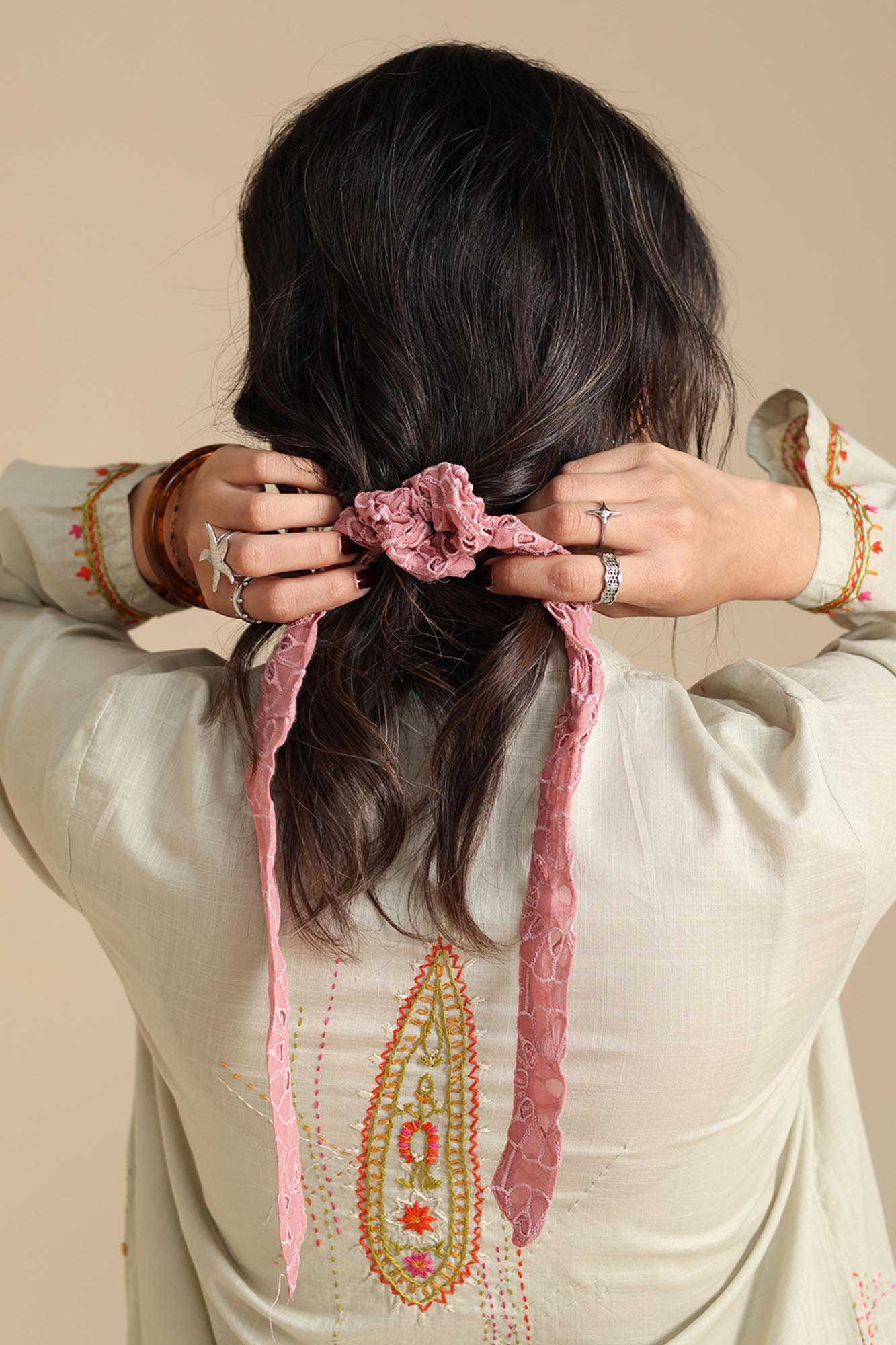 Embroidered Hair Bow