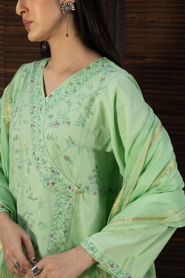 Hand-Embroidered 3-Piece Angrakha Set