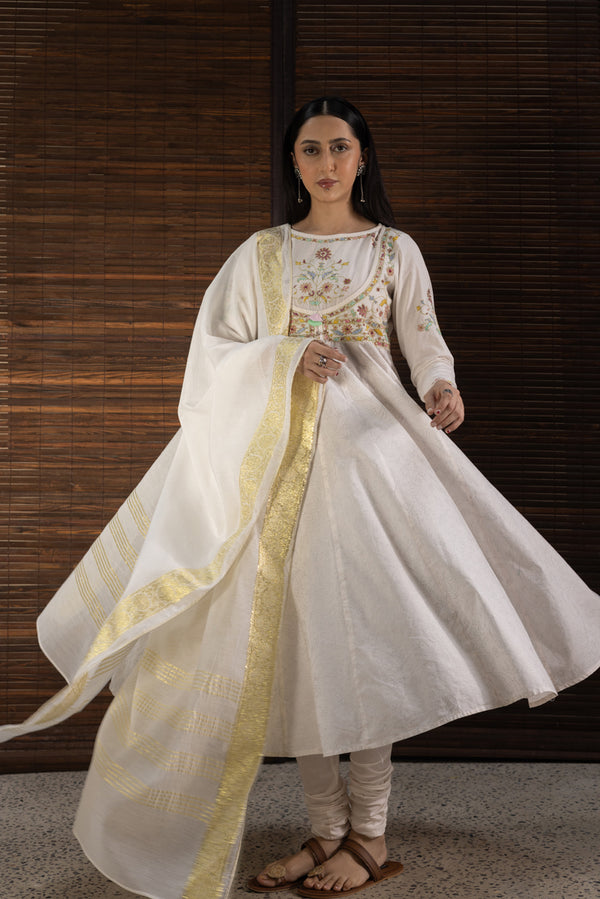 Hand-Embroidered 3-Piece Anarkali Set