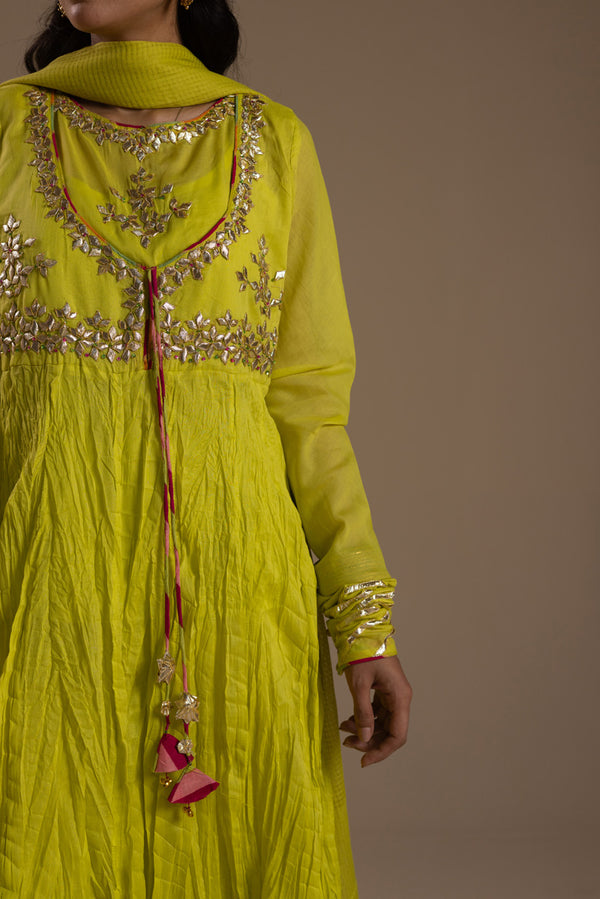 Golden Gota Anarkali Ensemble