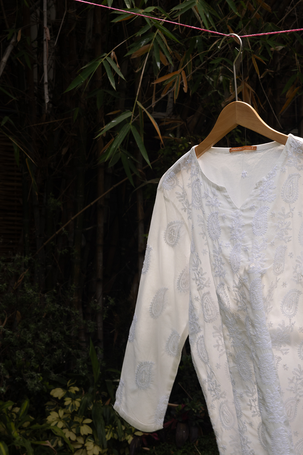 Hand-Embroidered N K R Shirt