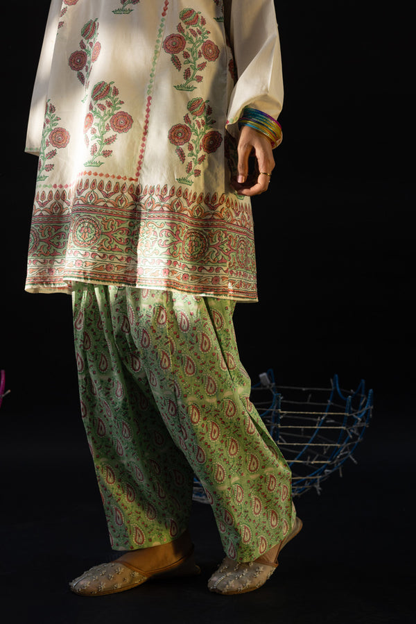 Block Printed Mukaish Set