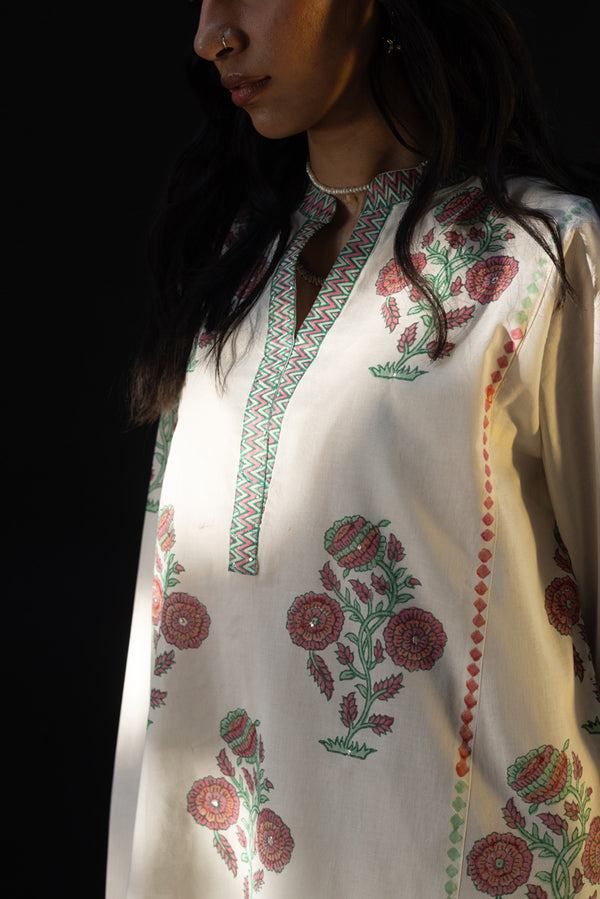 Block Printed Mukaish Set