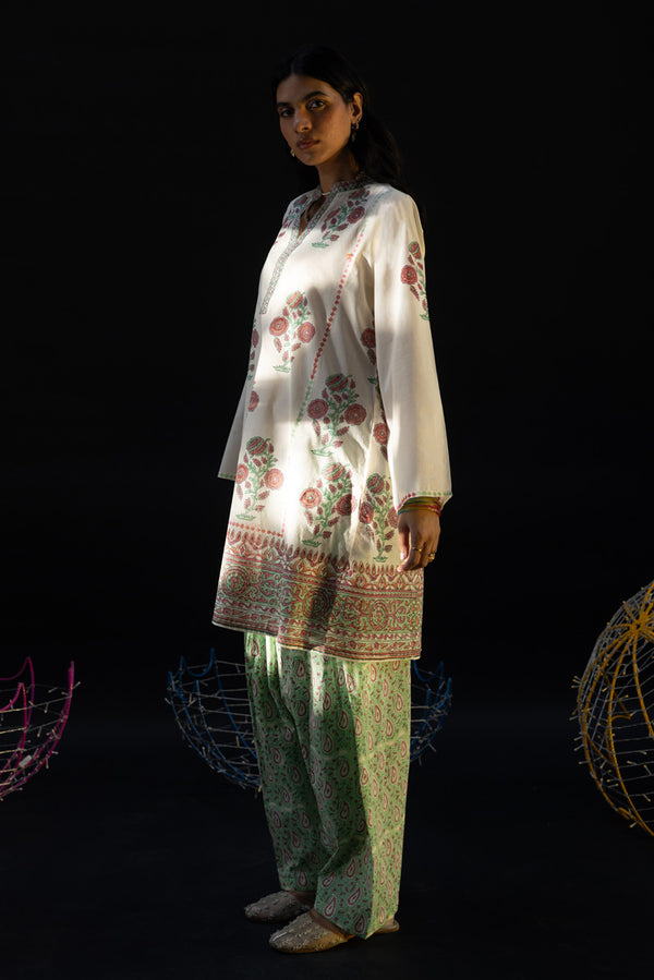 Block Printed Mukaish Set