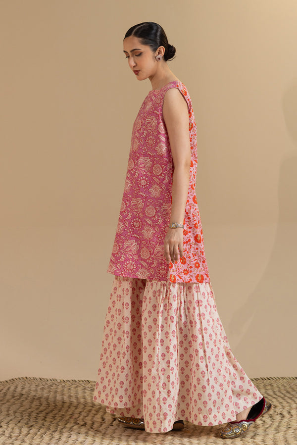 Hand-Block Printed Gharara Set