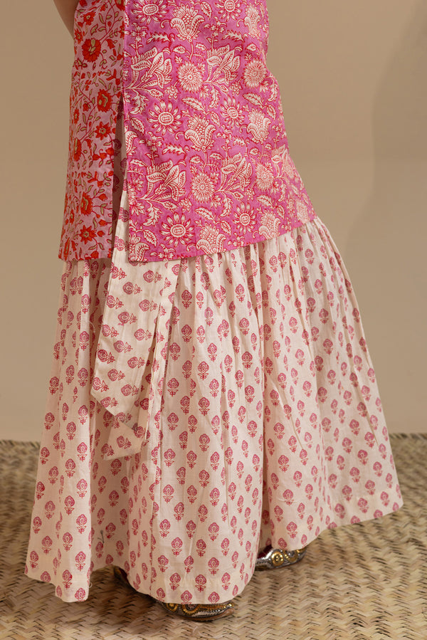 Hand-Block Printed Gharara Set