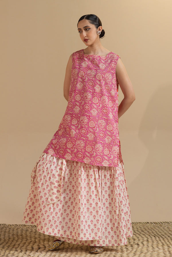 Hand-Block Printed Gharara Set