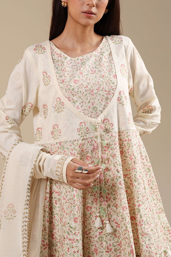 Hand Block-Printed Anarkali Set