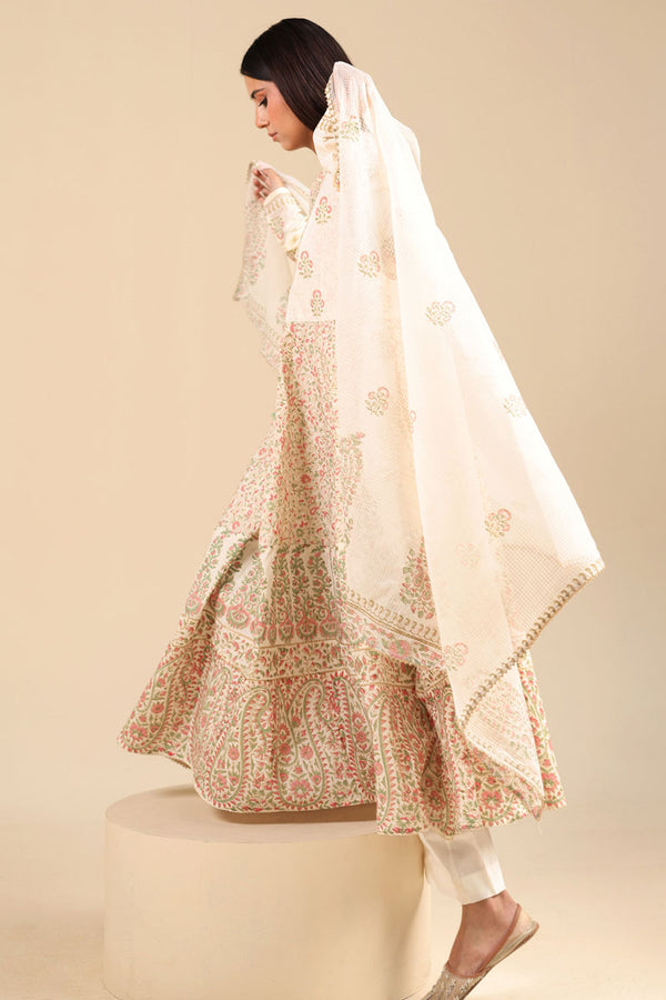 Hand Block-Printed Anarkali Set