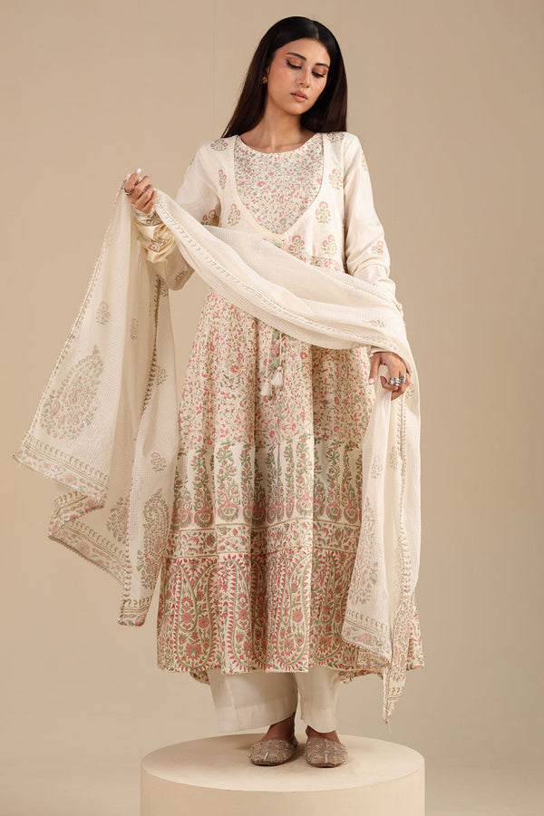 Hand Block-Printed Anarkali Set