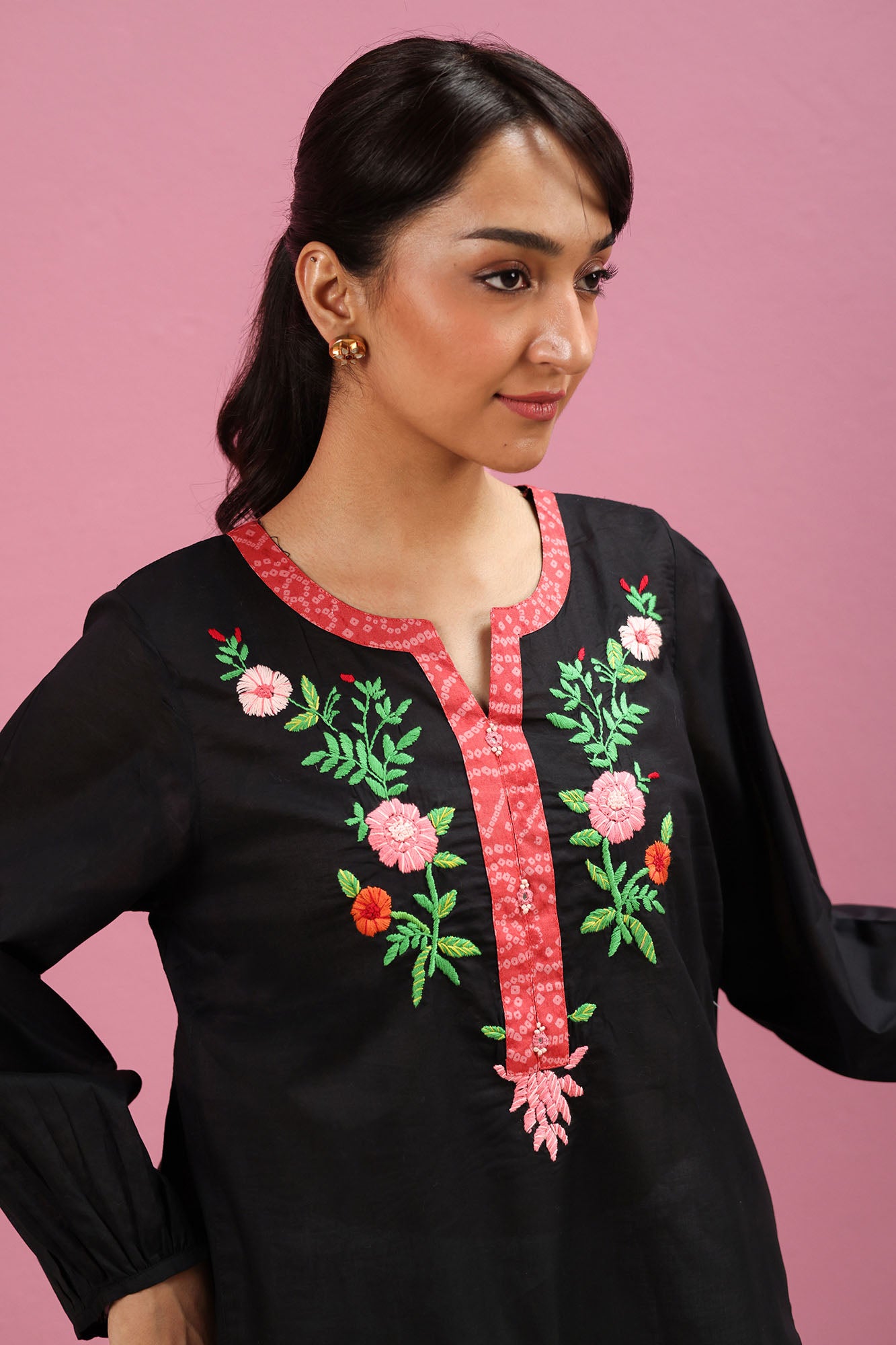 Hand-Embroidered Floral Shirt
