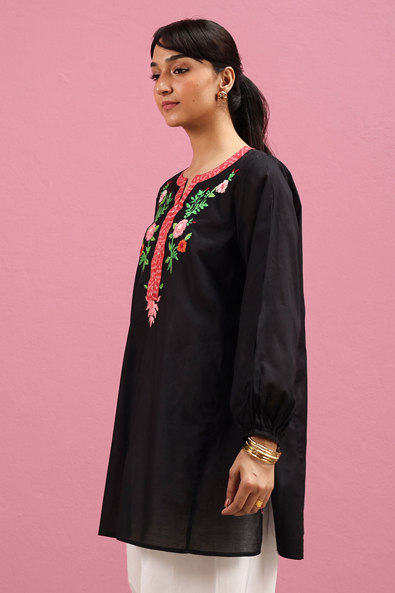Hand-Embroidered Floral Shirt