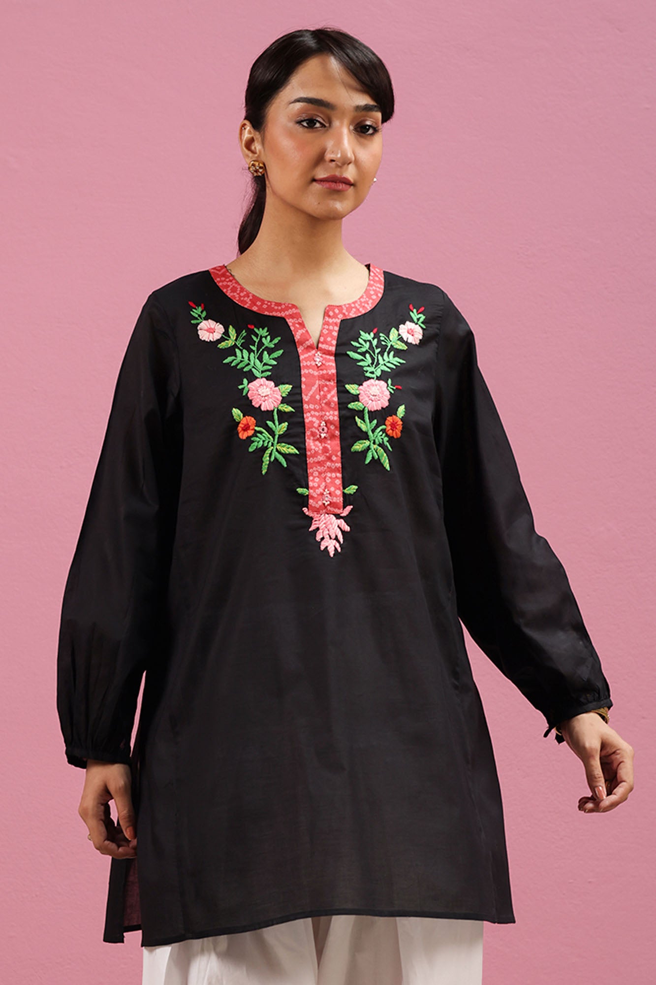 Hand-Embroidered Floral Shirt