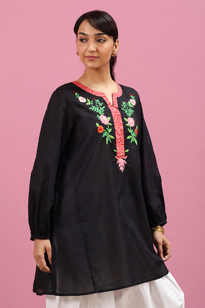 Hand-Embroidered Floral Shirt