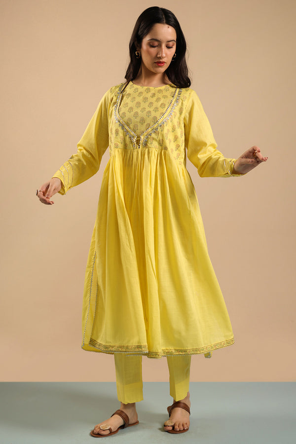 Block-Printed Anarkali Set
