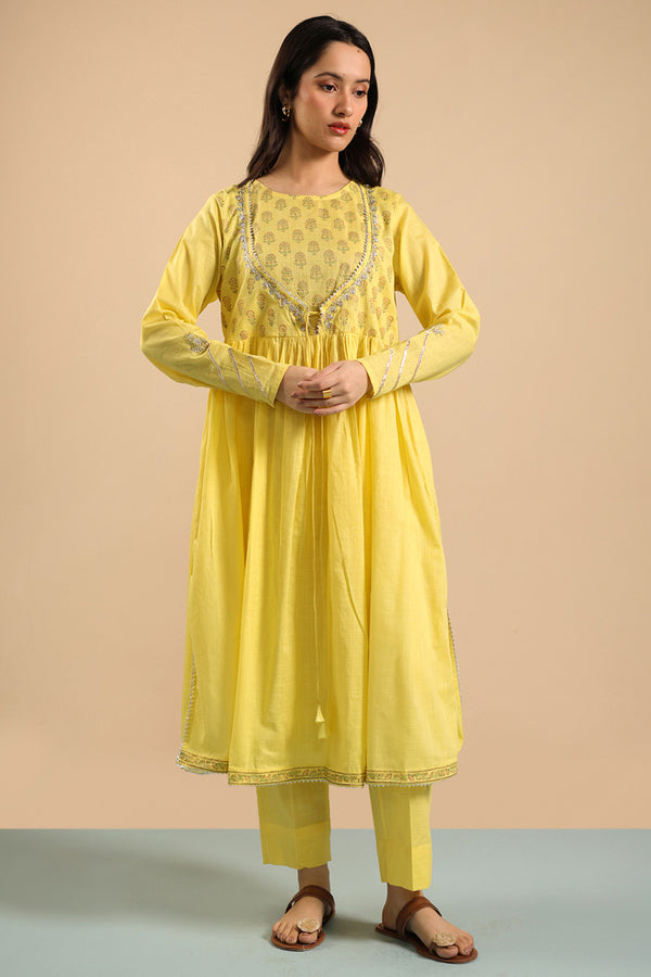 Block-Printed Anarkali Set