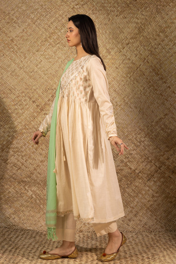 Block-Printed Anarkali Set