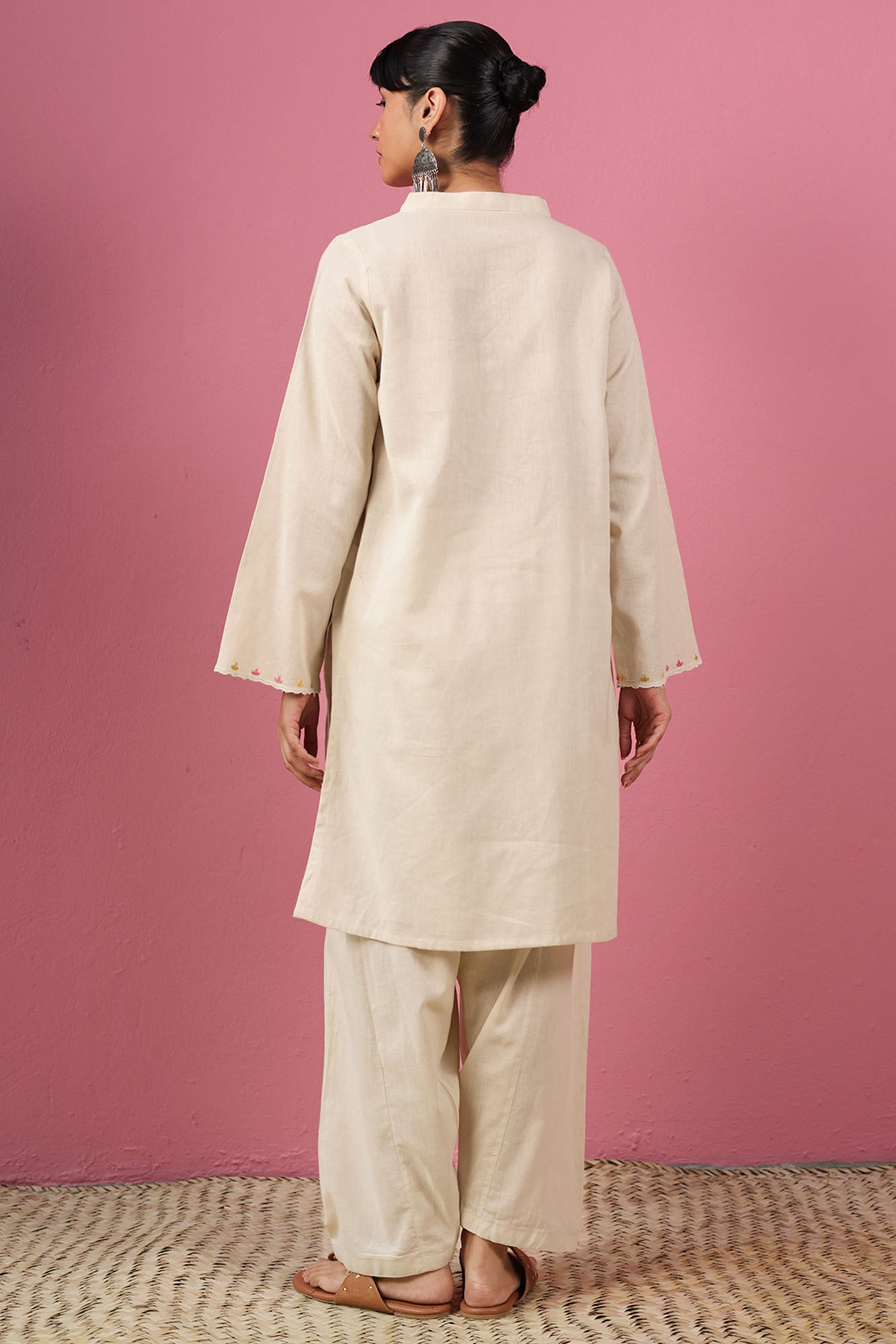 Soft Embroidered Ivory Co-ord Set