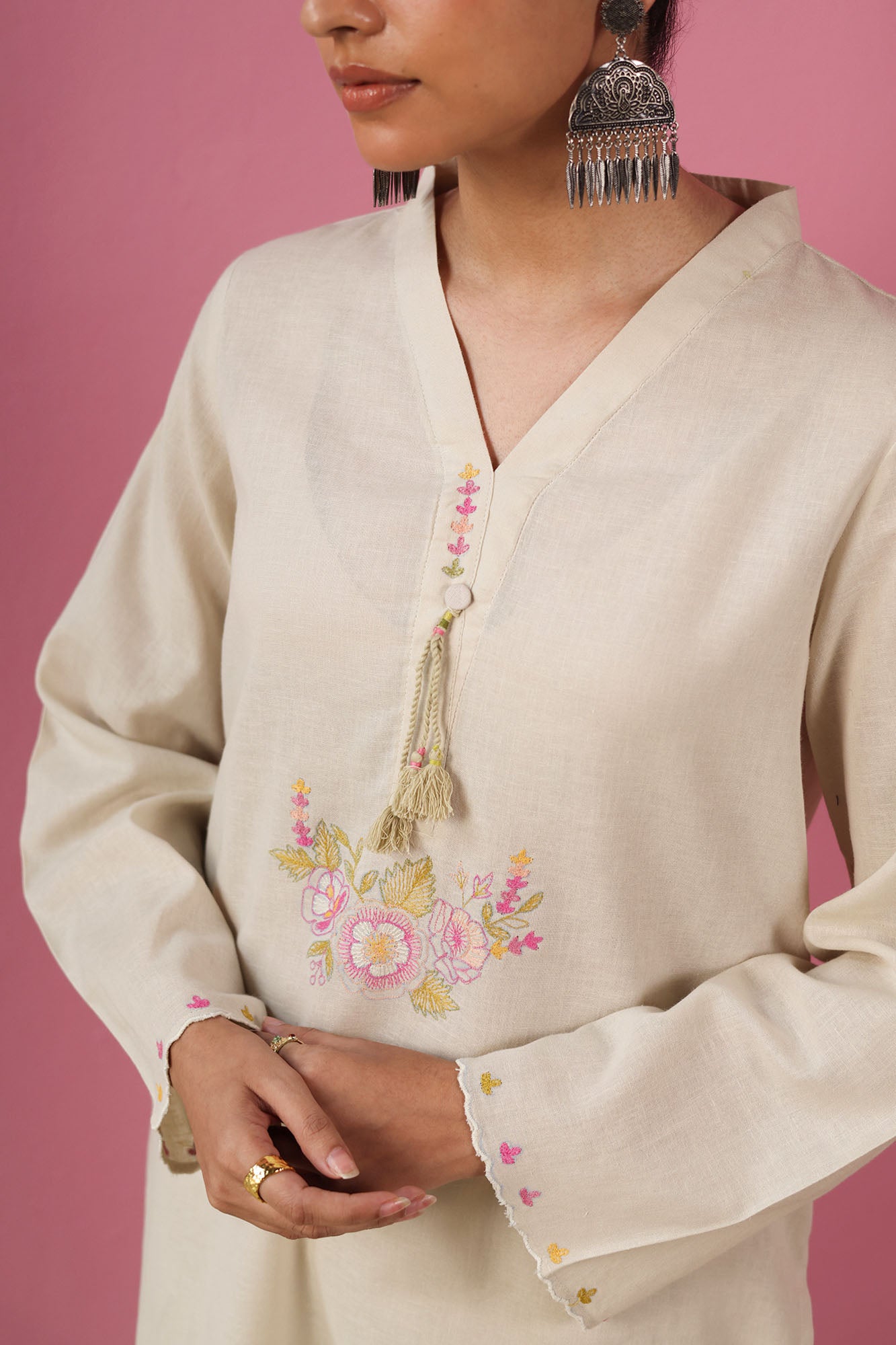 Soft Embroidered Ivory Co-ord Set