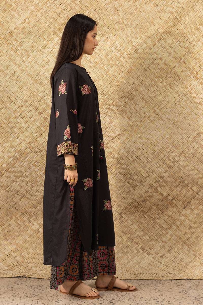 Hand-Block Printed Rose Shirt