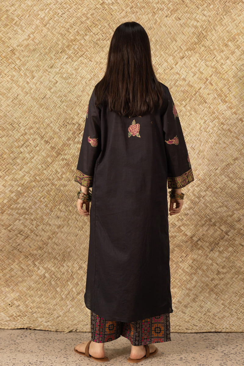 Hand-Block Printed Rose Shirt