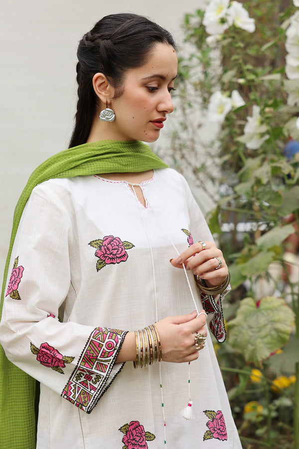 Hand-Printed Rose Shirt