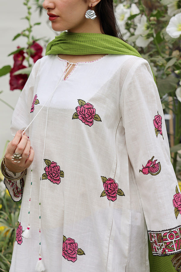 Hand-Printed Rose Shirt