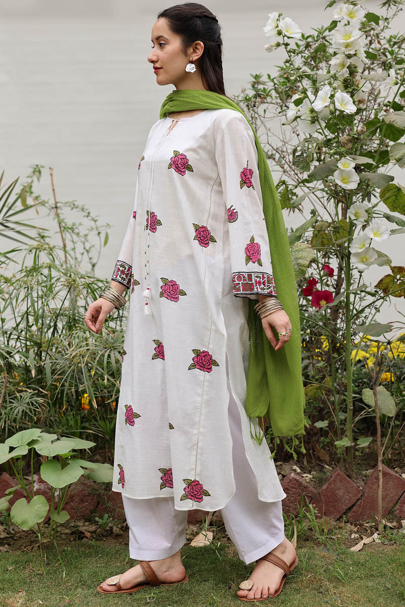Hand-Block Printed Rose Shirt