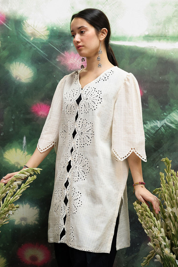 Ivory Schiffli Edit Shirt
