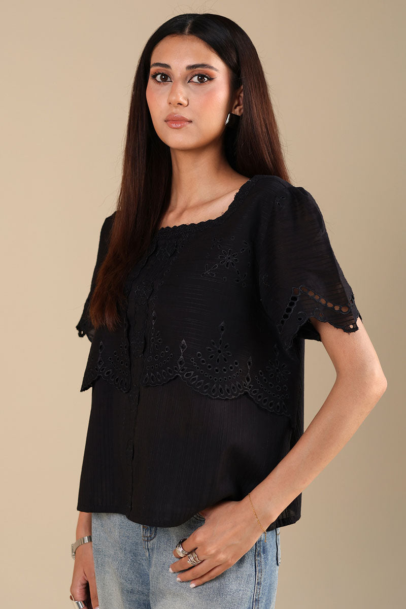 Midnight Broderie Edit Top